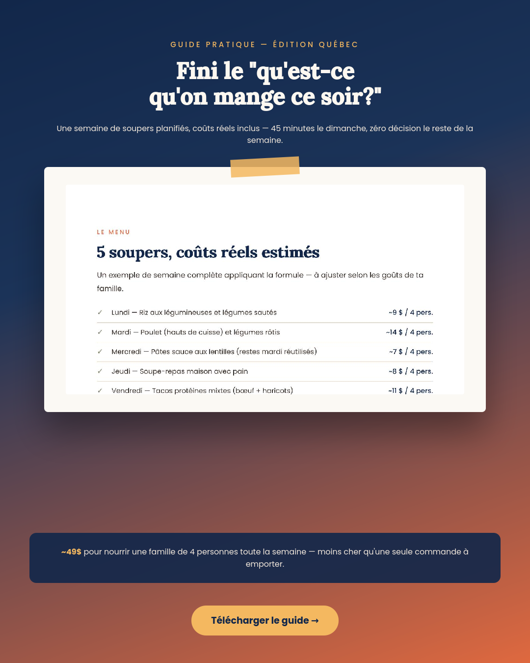 Soupers Futés, Petit Budget