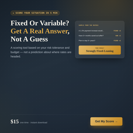 Fixed vs Variable decision Matrix: Mortgage Renewal